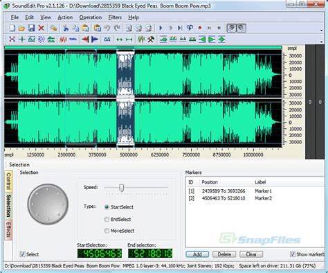 SoundEdit Pro screenshot and download at SnapFiles.com