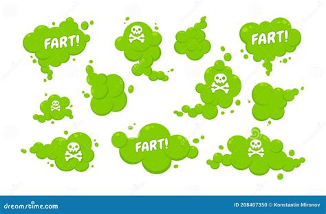 Smelling Green Cartoon Fart Cloud Flat Style Design Vector Illustration ...