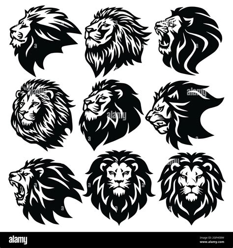 Lion Logo Set Premium Mascot Design Collection. Vector Illustration Stock Vector Image & Art - Alamy