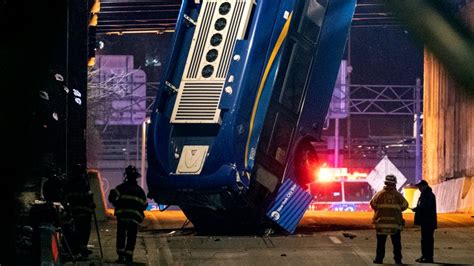 New York bus crash: Nine injured after vehicle plunges 49ft off bridge ...