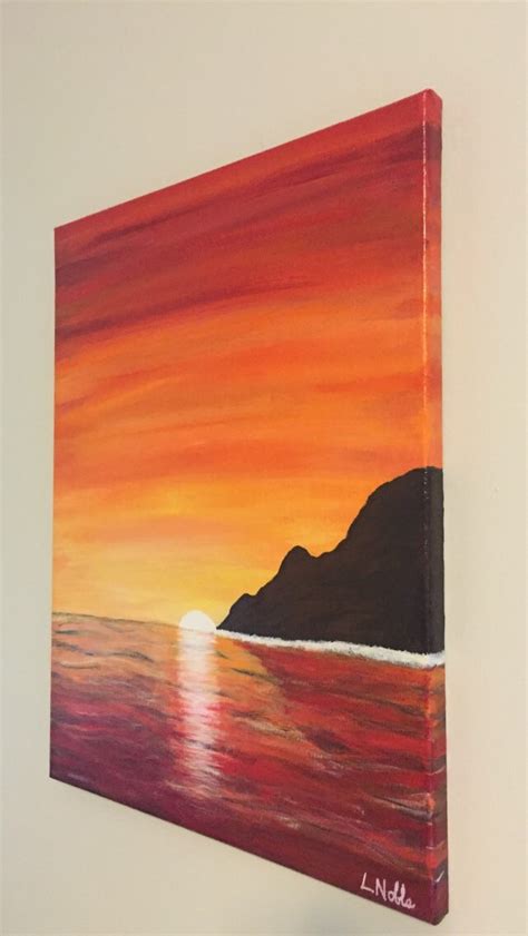 Island in the Sunset Acrylic Painting - Etsy