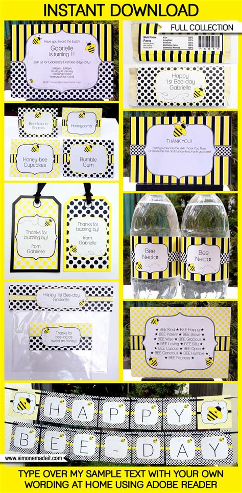 Bee Party Printables, Invitations & Decorations