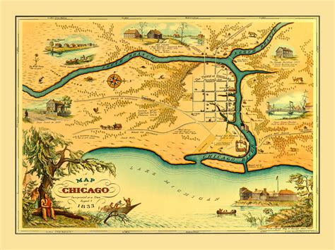 Historic old map shows Chicago, Illinois as it looked in 1833 - KNOWOL