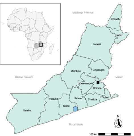 Map showing the study area in Eastern province of Zambia. The study... | Download Scientific Diagram