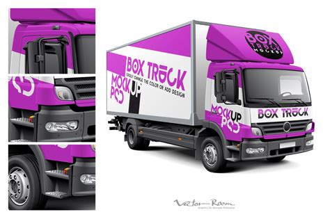 Free Mercedes-Benz Atego Box Truck Mockup :: Behance