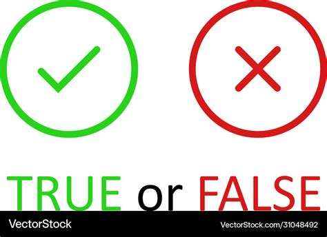 True and false option green and red check mark Vector Image