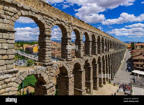 Aqueduct of Segovia, one of the best-preserved Roman aqueducts, in Segovia, Spain Stock Photo ...