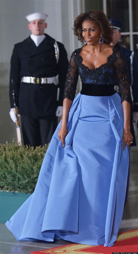 Michelle Obama Wows In Blue Carolina Herrera Gown At 2014 State Dinner ...