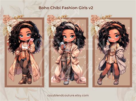 Cute Chibi Girl Fashion Illustrations Trendy Outfits Clipart Bundle ...