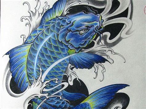 blue and black koi fish tattoo - Google Search Koi Tattoo Design, Tattoo Designs Foot, Japan ...