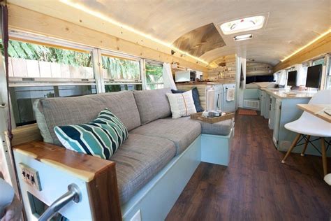 School Bus Camper Wood Interior (2) | School bus camper, School bus rv conversion, School bus house