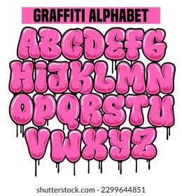 Grafiti alfabeto grafiti letra color rosa: vector de stock (libre de ...