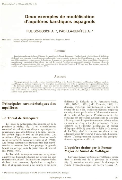 (PDF) Two examples of modelling karst aquifers in Spain