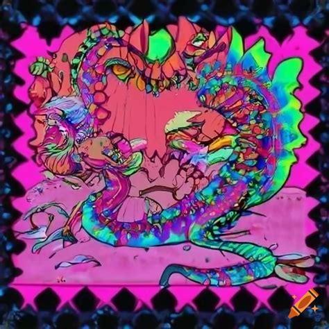 Psychedelic pink crocodile art on Craiyon