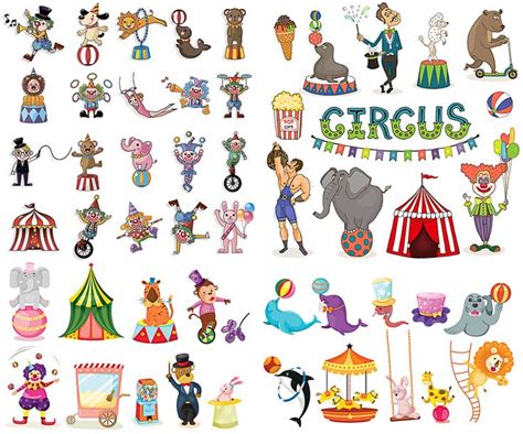 Circus animals and clowns vector free download .ai .eps format | Circus ...