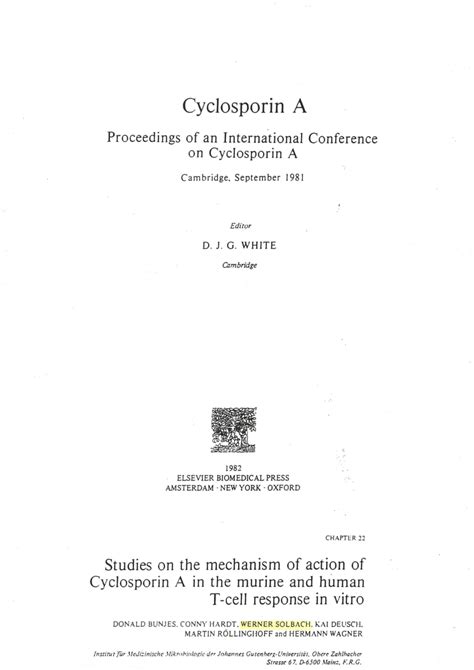 (PDF) Studies on the mechanism of action of Cyclosporine A in the human and murine T-cell ...