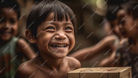 Premium AI Image | Happy children playing outdoors smiling with carefree joy and excitement ...