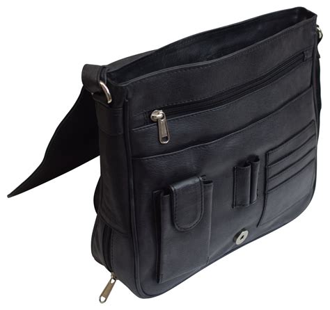 Genuine Leather Women's Multi-Pocket Design Cross Body Bag Purse Black for Ladies - Walmart.com