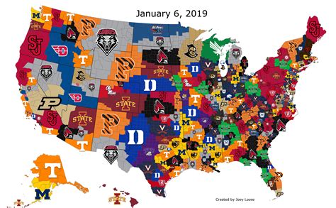 College Basketball Imperialism Map (January 6, 2019) : r/CollegeBasketball