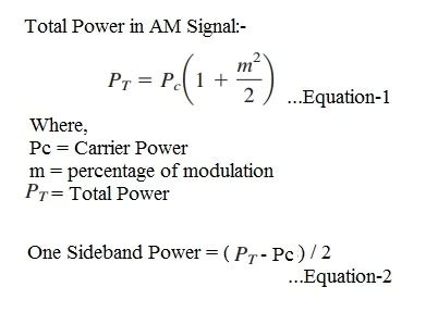 Amplitude modulation formula-total power,carrier power,sideband power