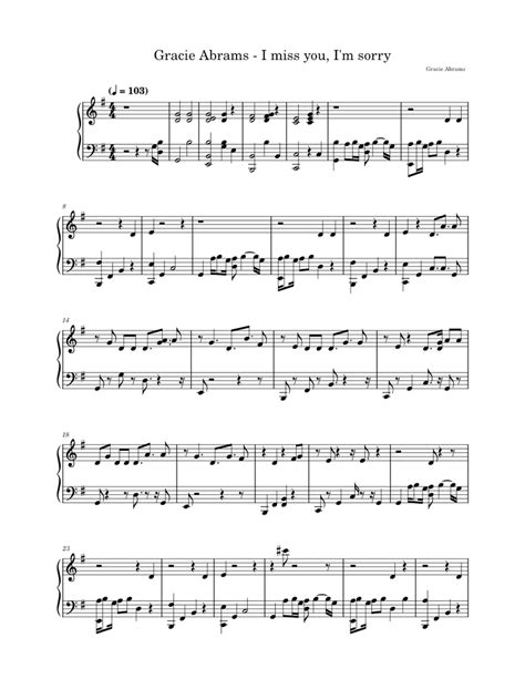 Gracie Abrams - I miss you, I'm sorry Sheet music for Piano (Solo ...