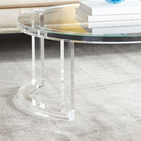 31.5" Modern Round Acrylic Coffee Table for Living Room with Tempered Glass Top | Homary ...