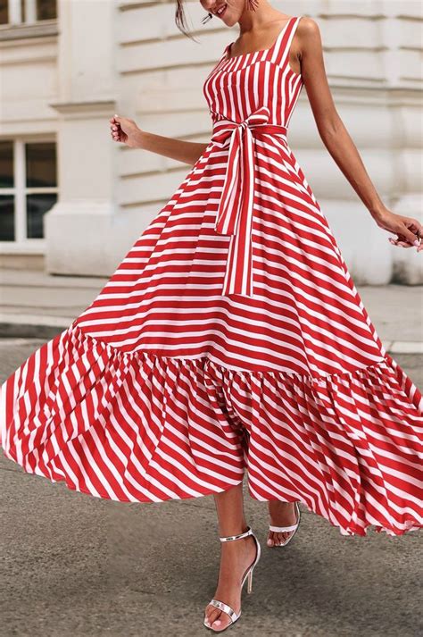 lovely maxi red and white stripe | Vestidos estilosos, Vestidos, Moda