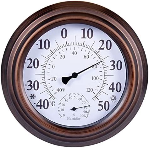 Indoor Outdoor Thermometer Wireless - Wall Thermometer Hygrometer with Stainless Steel Enclosure ...