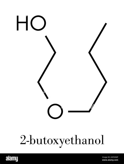 2-butoxyethanol molecule. Used as solvent and surfactant. Skeletal ...