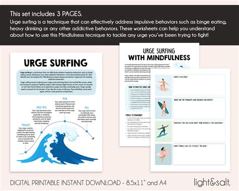 Urge surfing mindfulness technique therapy worksheets – LightandSaltDesign