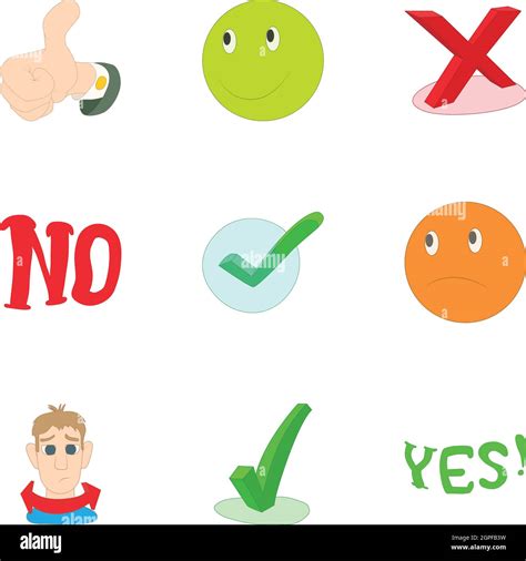 Yes no button icons set, cartoon style Stock Vector Image & Art - Alamy