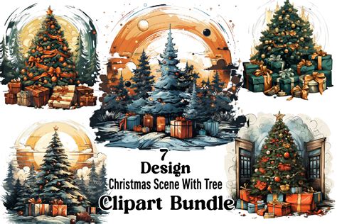 Christmas Scene with Tree Graphic by Bundle · Creative Fabrica