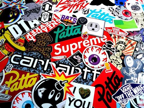 Supreme Logo Wallpapers Group - Supreme Sticker Bomb (#445341) - HD Wallpaper & Backgrounds Download