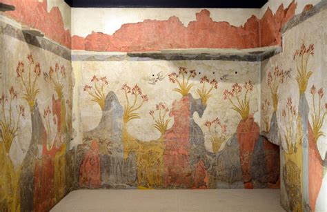 ANCIENT ART — The famous Minoan Spring Fresco, Akrotiri, Thera...