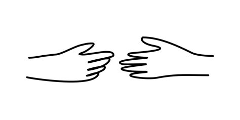 shaking hands. hands reach out to each other. two hand drawing minimalism. hand reaches for hand ...