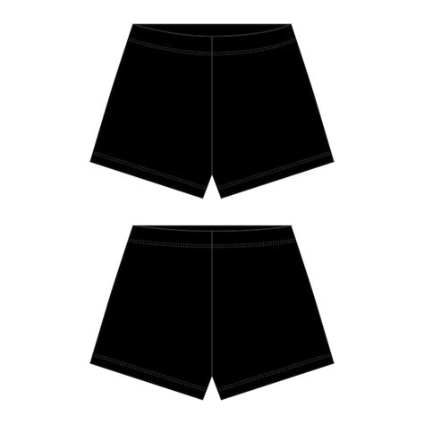 Premium Vector | Technical sketch unisex shorts in black color. outline shorts pants.