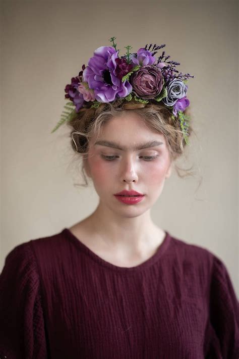 Violet Frida Headband | Floral accessories hair, Crown hairstyles, Flowers in hair
