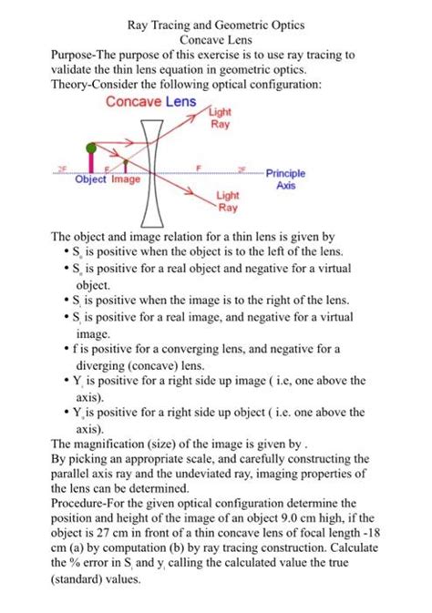 Solved Ray Tracing and Geometric Optics Concave Lens | Chegg.com