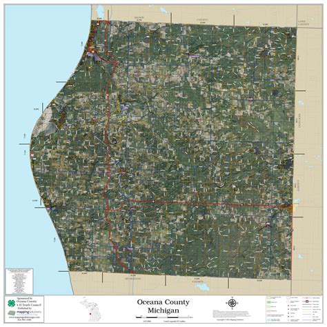 Oceana County Michigan 2023 Aerial Wall Map | Mapping Solutions