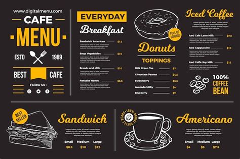 Free Vector | Digital cafe restaurant menu design