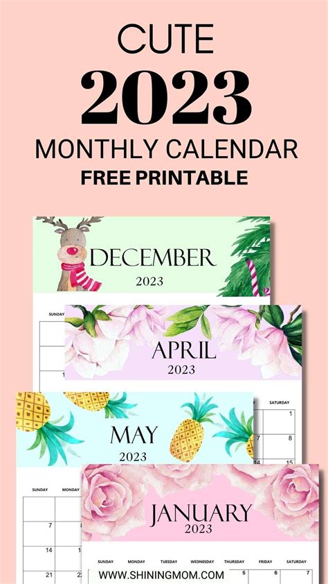 2023 Monthly Calendar Printable: Cute Design You Will Love!