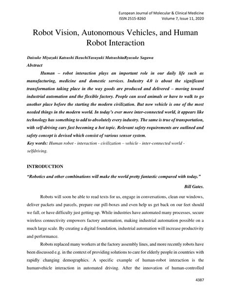 (PDF) Robot Vision, Autonomous Vehicles, and Human Robot Interaction