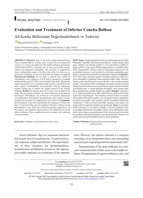 (PDF) Evaluation and Treatment of Inferior Concha Bullosa