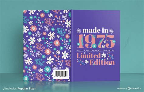 Made In 1975 Floral Book Cover Design Vector Download