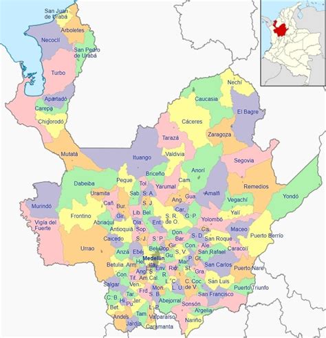 Mapa De Antioquia Y Sus Pueblos - Printable Online