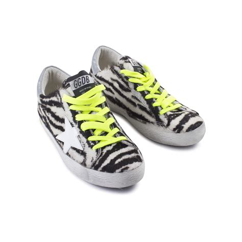 Golden Goose Girls Zebra Striped Sneakers with White Star for Girls ...