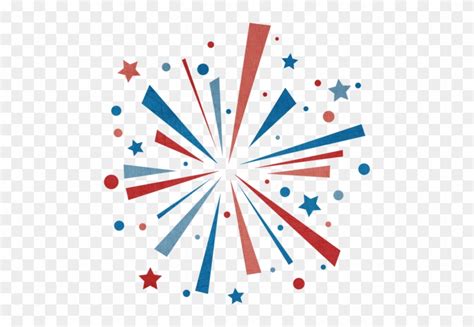 Red White And Blue Fireworks Clipart No Background