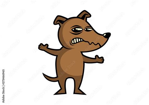 Angry Dog vector illustration. Rabid dog icon. Brown Dog cartoon character. Angry Dog isolated ...