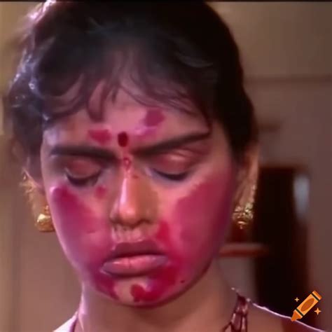 South indian martial arts fighter with bruised face in 80s movie scene on Craiyon