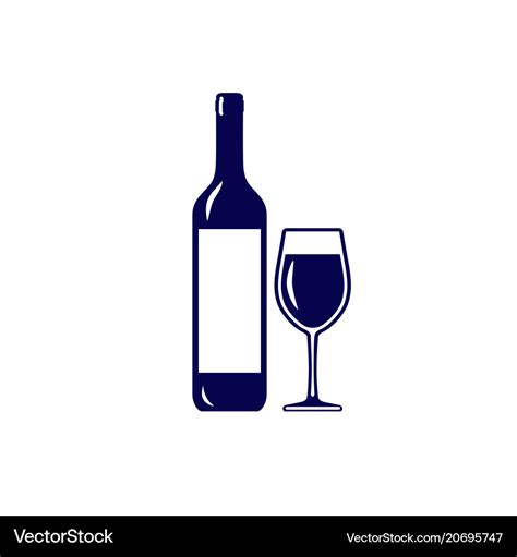 Wine bottle with glass icon isolated on white Vector Image